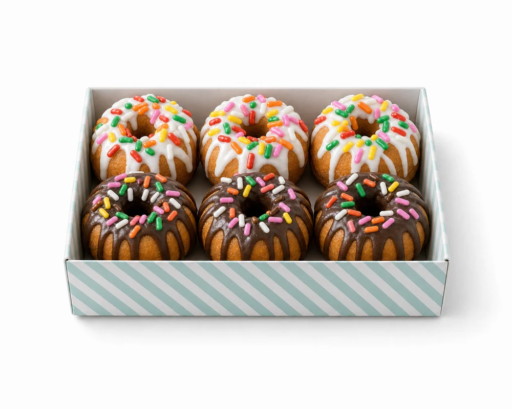 6-count box of assorted mini doughnuts